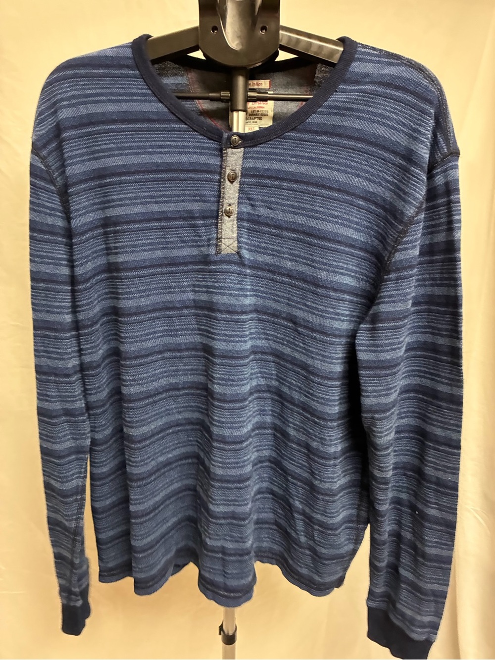 Lucky Brand Men's Navy & Blue Striped Long-Sleeve Henley Size XXL